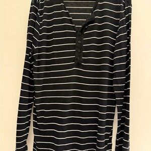 Goodlife Striped Long Sleeve Henley Shirt Black White Size XL USA Made